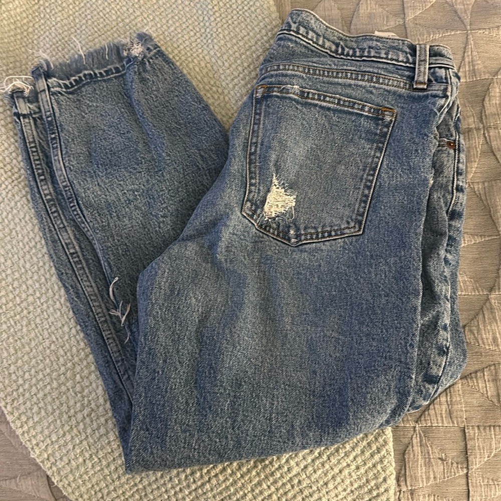 Abercrombie & Fitch The Mom High Rise Denim Jeans Size 31/12, Distressed